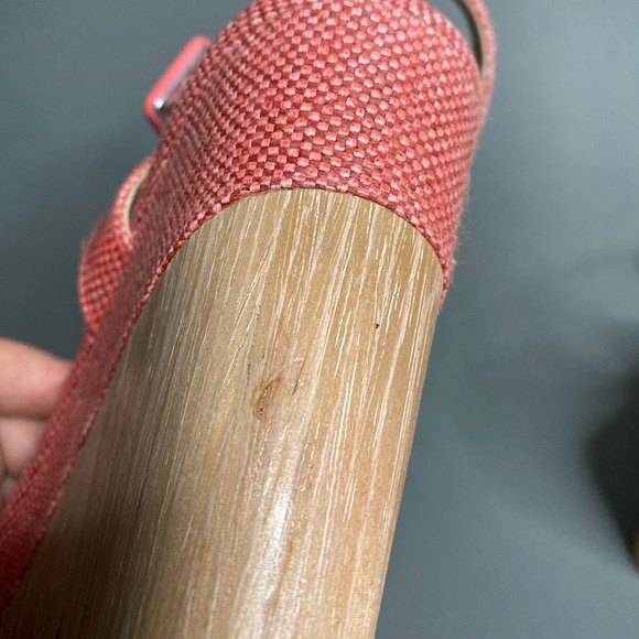 Jimmy Choo Pink Nico Woven Raffia Wood Wedge - Picture 7 of 8